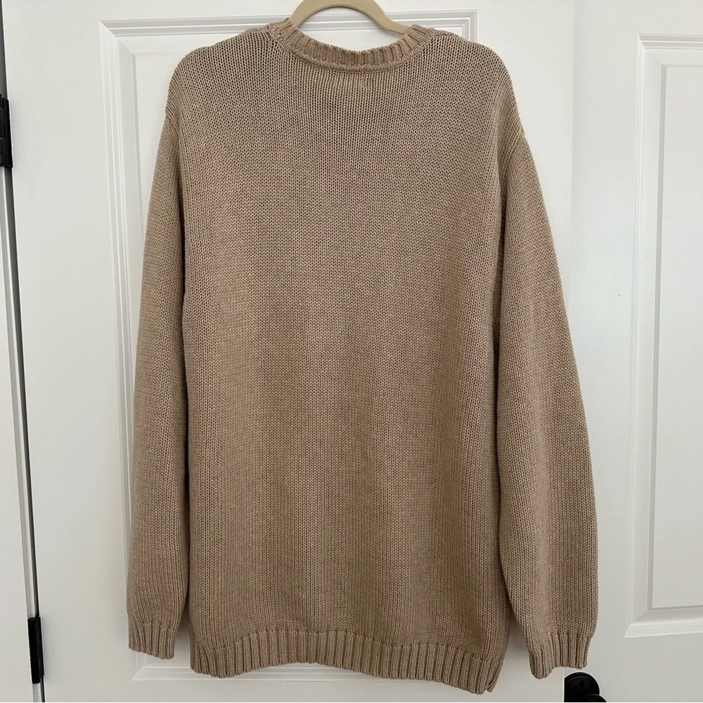 L.L.Bean Fall Tan / Taupe 100% Cotton Crewneck Knit Sweater